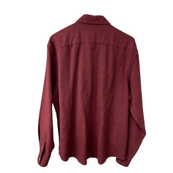 Untuckit Button Down Shirt Long Sleeve Cotton Flannel Burgundy Color Size Large - Picture 5 of 5